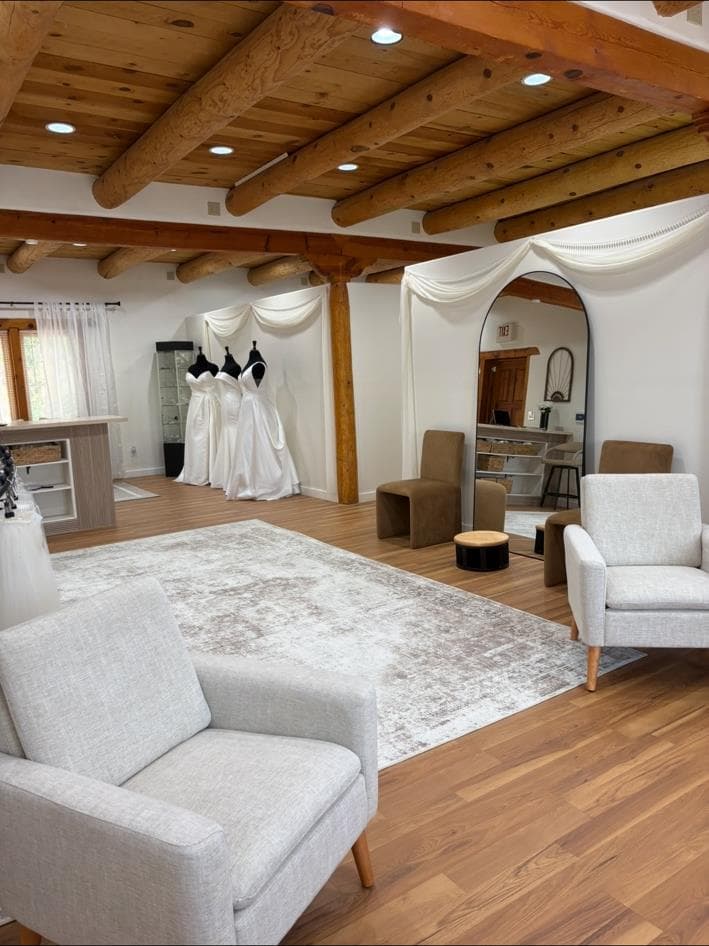 Bridal boutique showroom with seating and display space